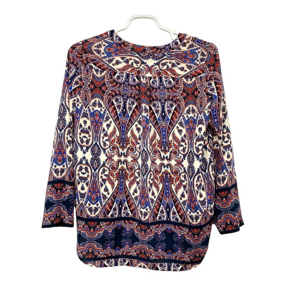 Cremieux Womens Blouse Multicolor Tunic Long Sleeve V Neck Pullover Medium - Picture 8 of 8